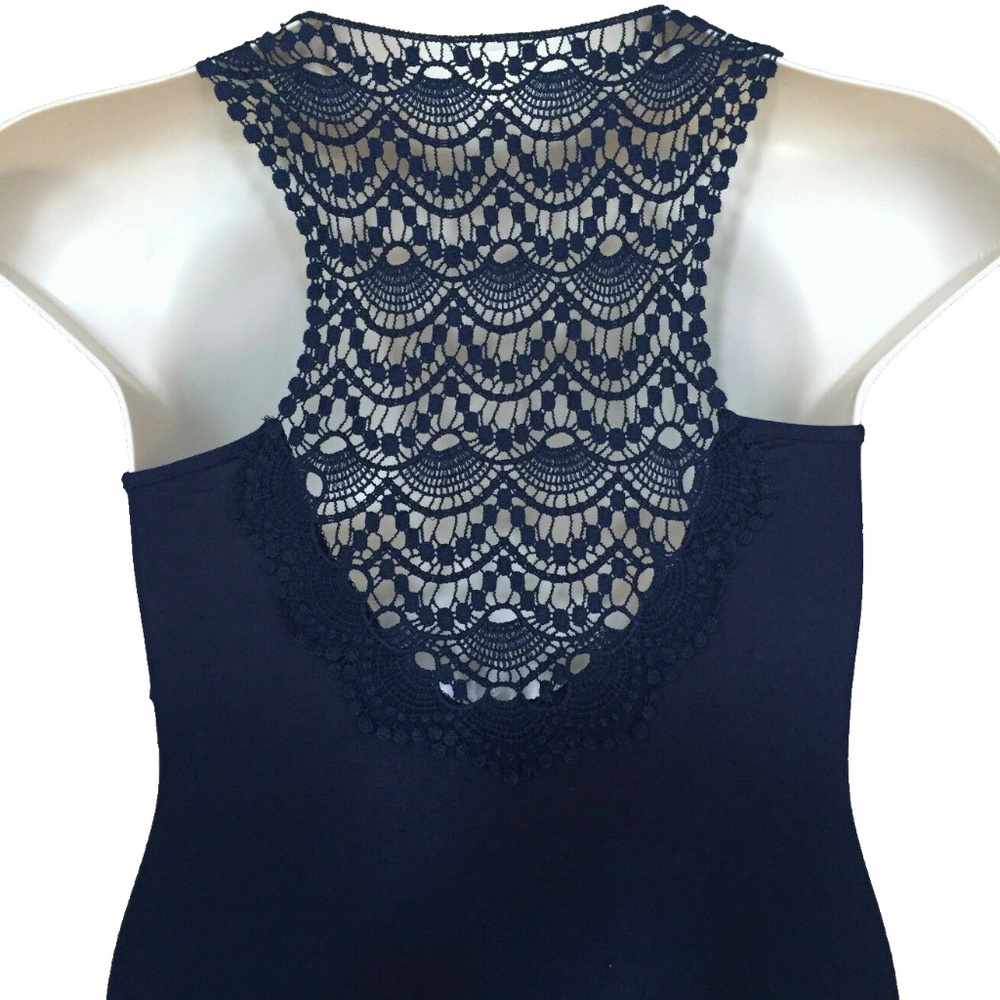 Kenneth Cole NEW Navy Blue Crochet Racerback Maxi Dress Cover-Up Size S